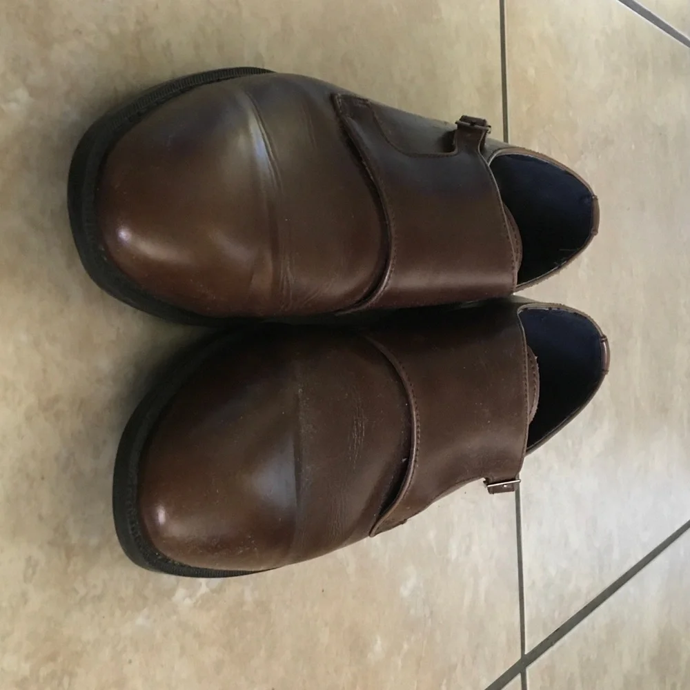 Joseph Abboud Brown Leather Single Monk Strap Oxfords
